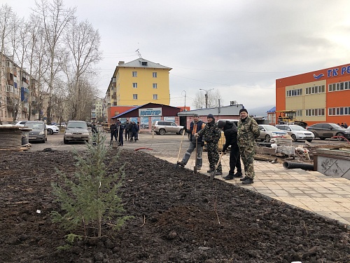 ВОЛОНТЕРЫ ВЫСАДИЛИ ЦВЕТЫ НА КЛУМБАХ У ДК «РЕЧНИКИ»